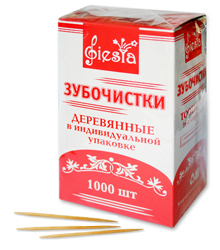 Зубочистки  1000шт.в бум.индивид.упак.FIESTA