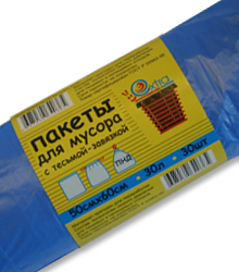 Пакеты д/мусора  30л 50х60 "EXTRA" (рулон 30шт) с завязками