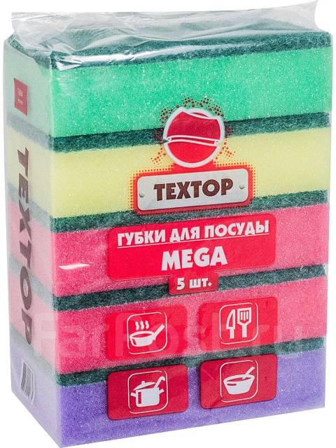 Губка д/посуды TEXTOP Мега 5шт
